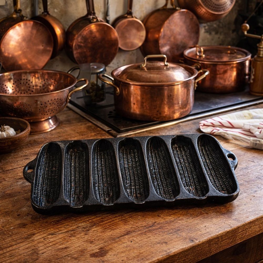 Wagner Ware  1920 Vintage cast iron Krusty corn bread tea size muffin pan heavy